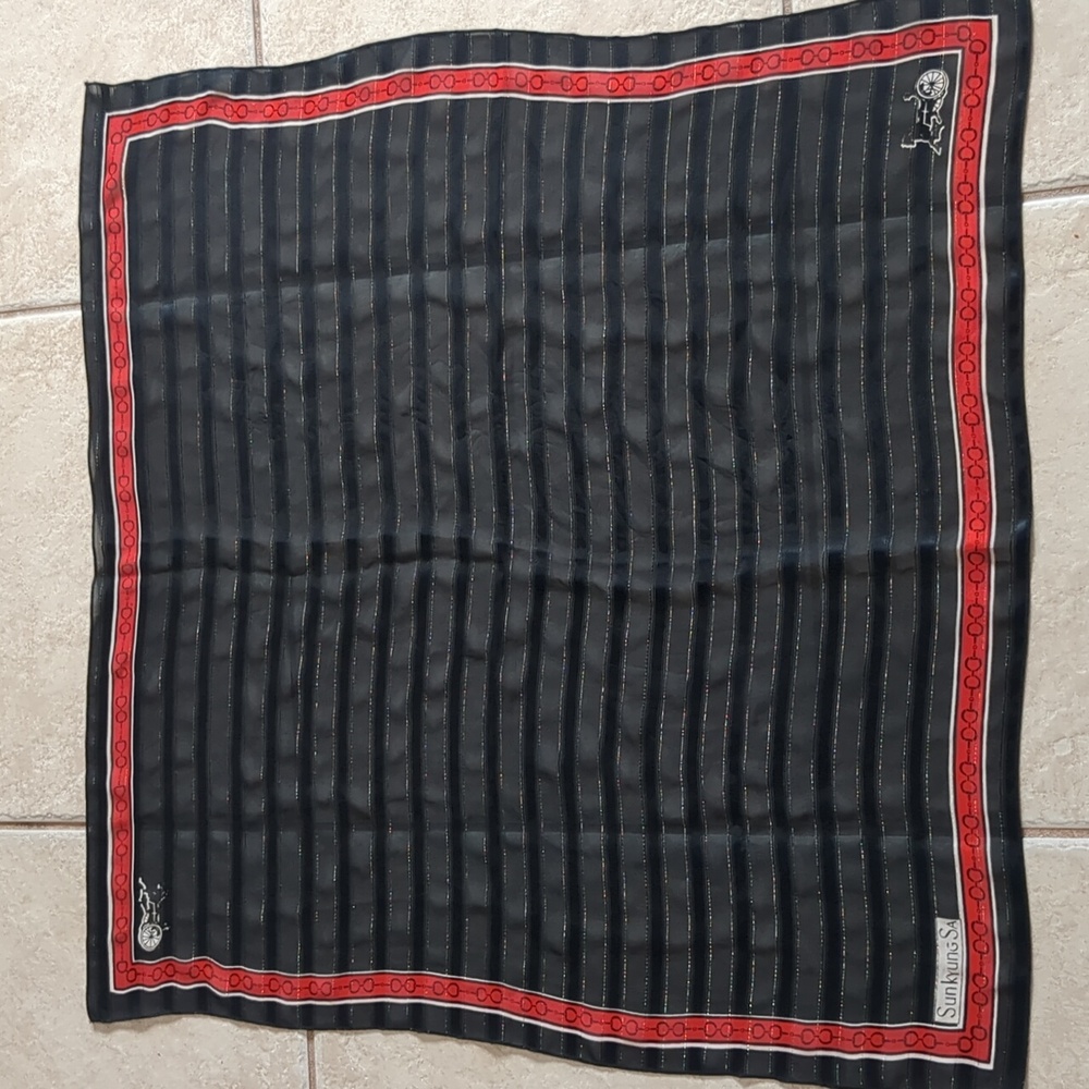 Vintage Sunyung Sa Black & Red Scarf 29x29
